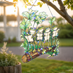 Four Frogs Reading Books on a Log Holographic Acrylic Suncatcher