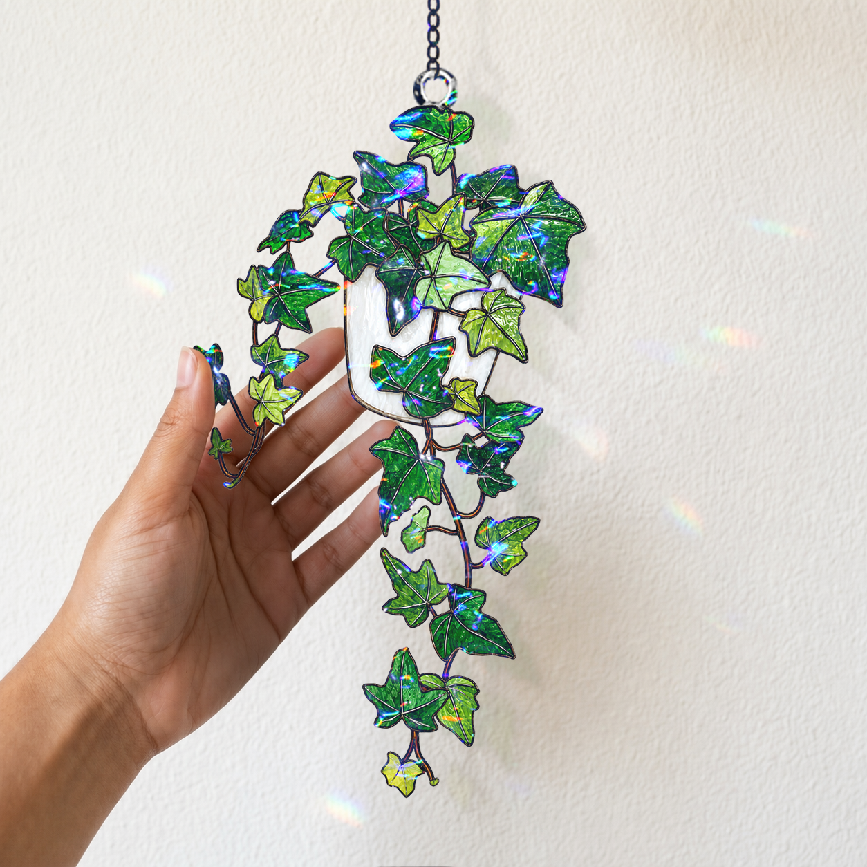 Trailing Ivy Plant in Pot Holographic Acrylic Suncatcher