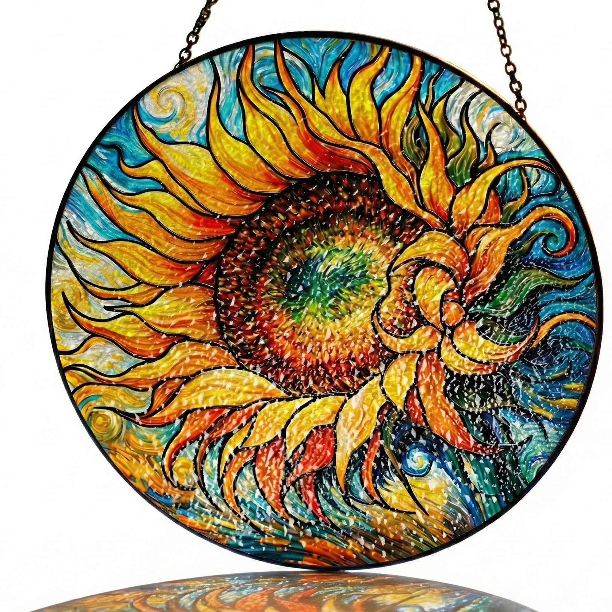 Sunflower Stained Glass Suncatcher Window Hanging