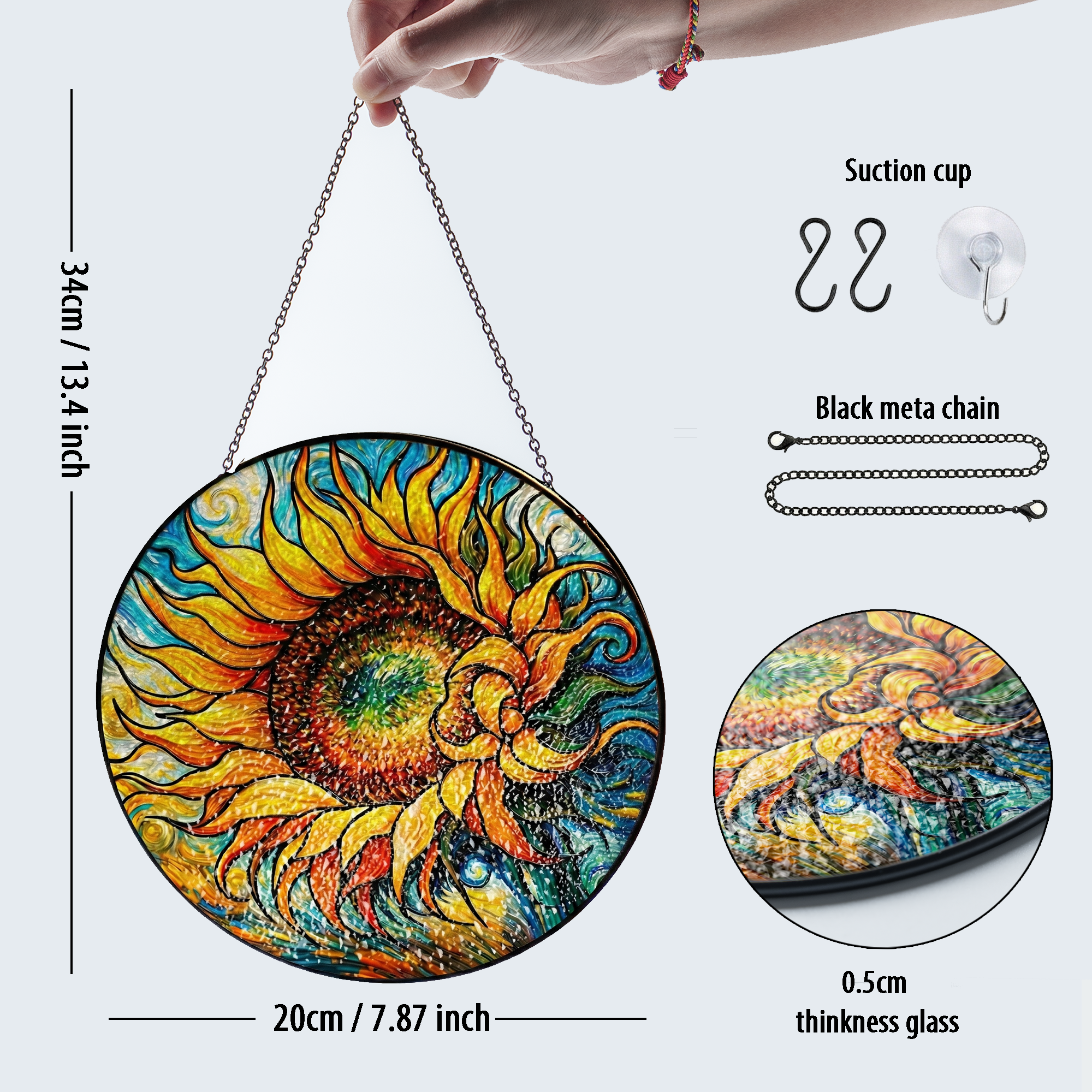 Sunflower Stained Glass Suncatcher Window Hanging