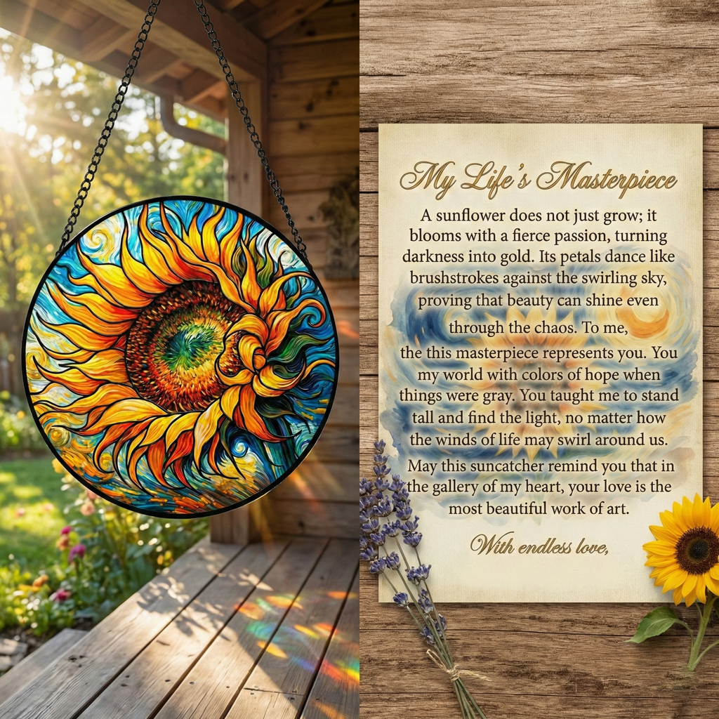 Sunflower Stained Glass Suncatcher Window Hanging