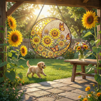 Sunflower Butterfly Stained Glass Suncatcher with Monarch Butterfly