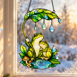 Frog Couple & Leaf Umbrella Suncatcher