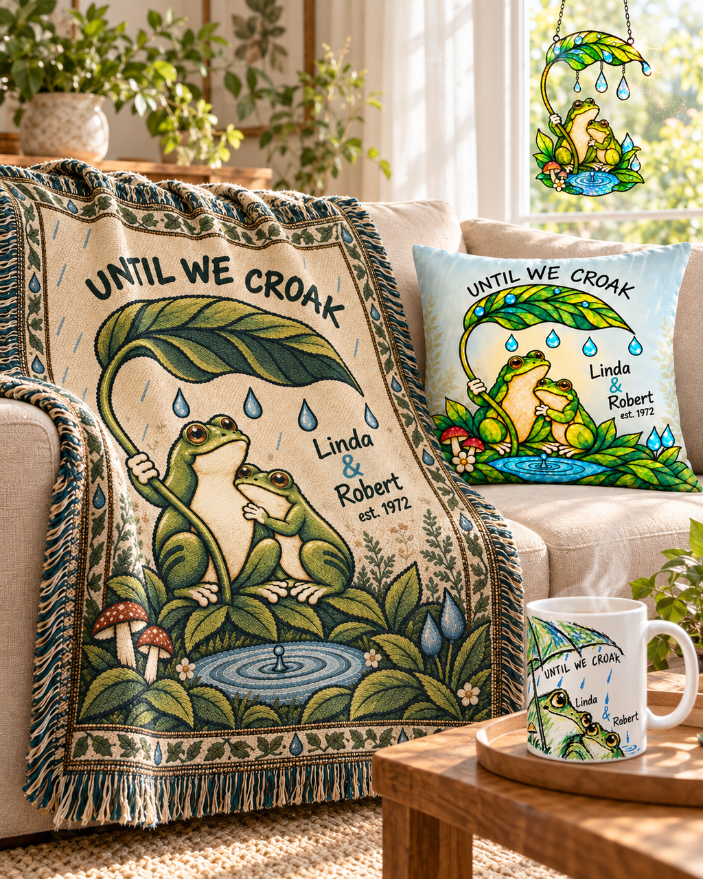 Frog Couple Woven Blanket
