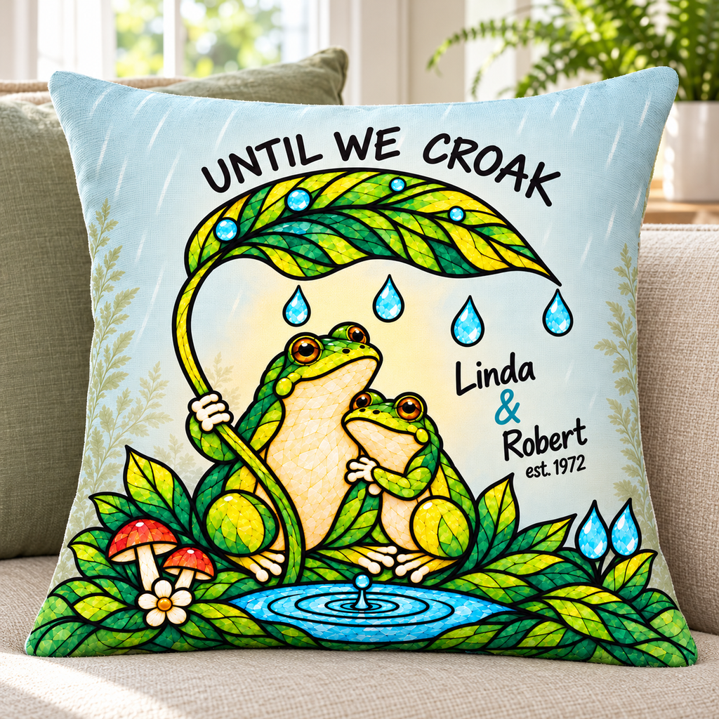 Personalized Frog Couple Pillow