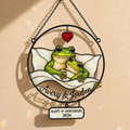 Personalized 1st Anniversary Cozy Frog Couple Holographic Acrylic Suncatcher