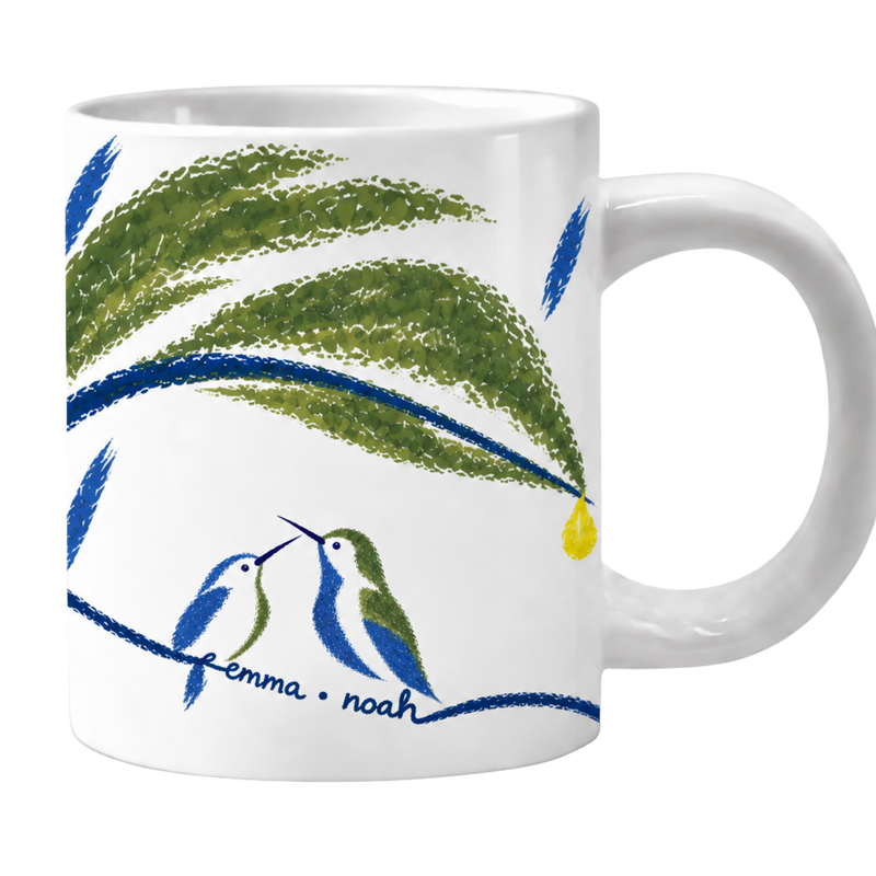 Personalized Wait Out the Rain Hummingbird Couple Mug