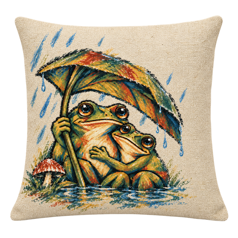 Until We Croak Frog Couple Woven Throw Pillow