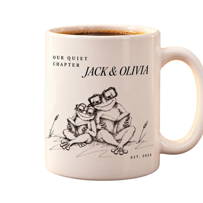 Personalized Our Quiet Chapter Frog Couple Mug