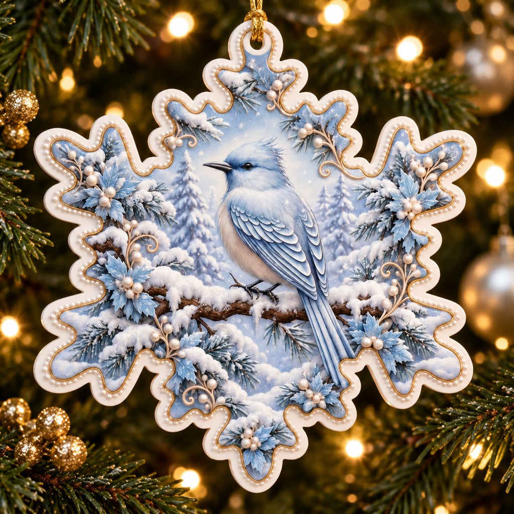 A Christmas in Blue — Ceramic Snowflake Christmas Ornament, Single or Set