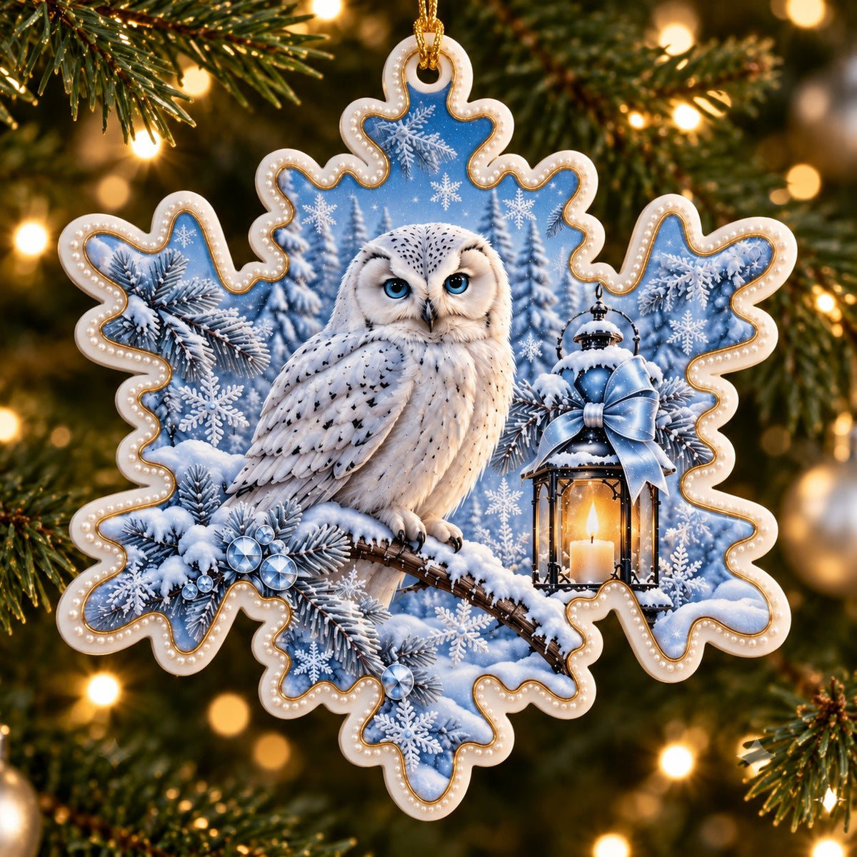 A Christmas in Blue — Ceramic Snowflake Christmas Ornament, Single or Set