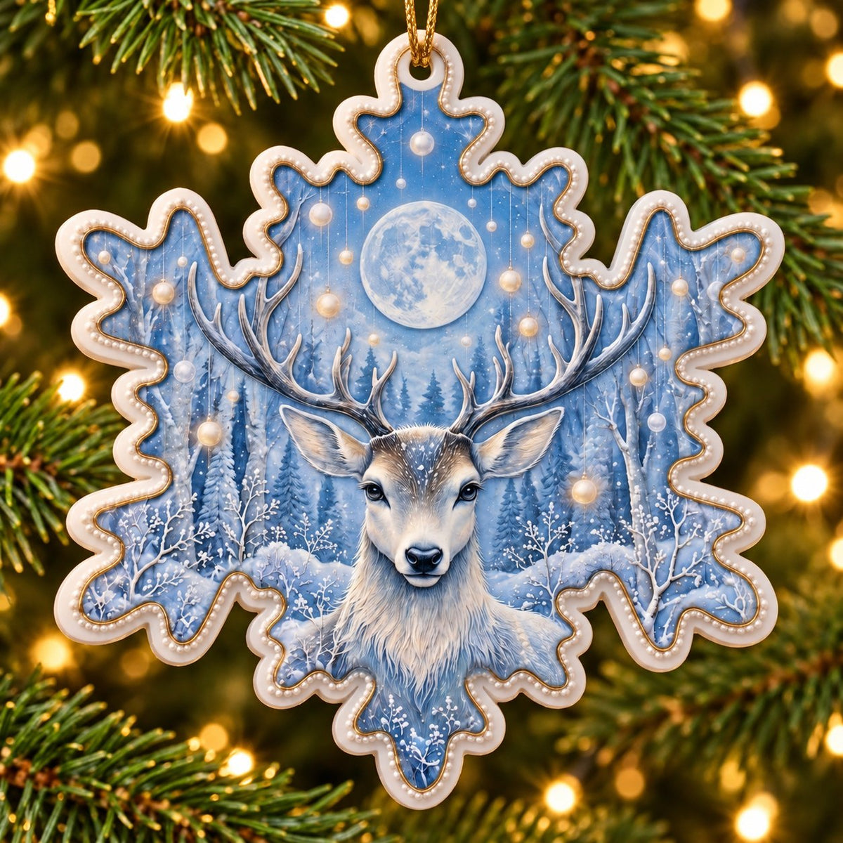 A Christmas in Blue — Ceramic Snowflake Christmas Ornament, Single or Set