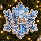 A Christmas in Blue — Ceramic Snowflake Christmas Ornament, Single or Set