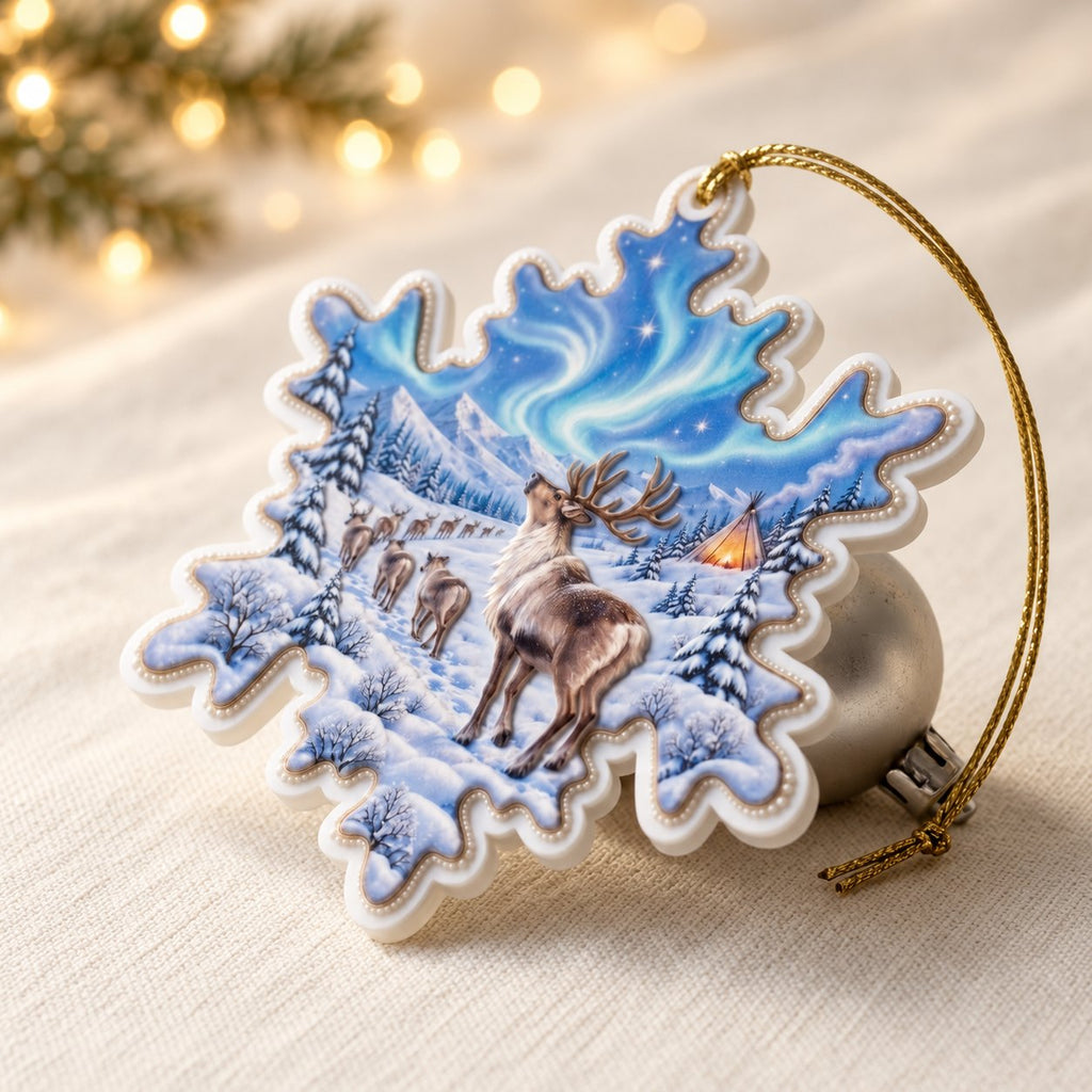 A Christmas in Blue — Ceramic Snowflake Christmas Ornament, Single or Set