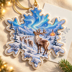 A Christmas in Blue — Ceramic Snowflake Christmas Ornament, Single or Set