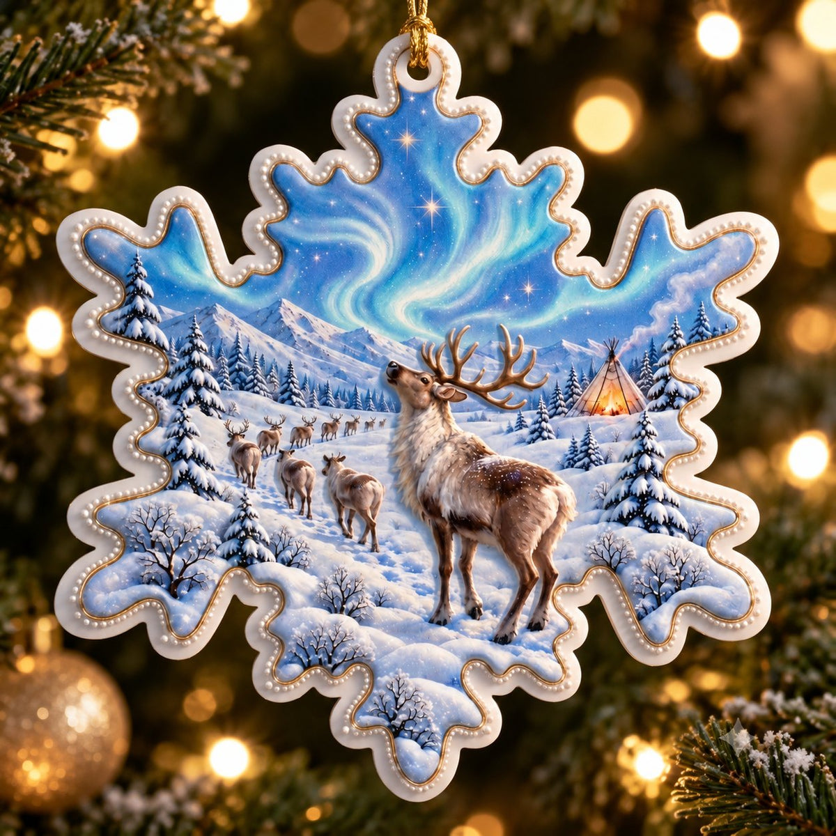 A Christmas in Blue — Ceramic Snowflake Christmas Ornament, Single or Set