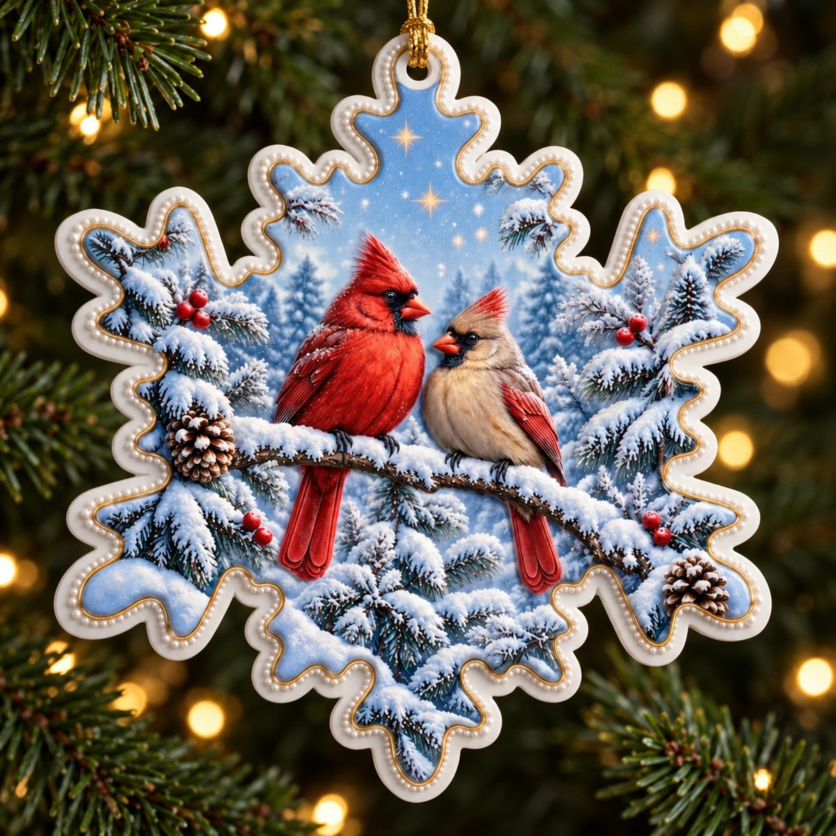 A Christmas in Blue — Ceramic Snowflake Christmas Ornament, Single or Set