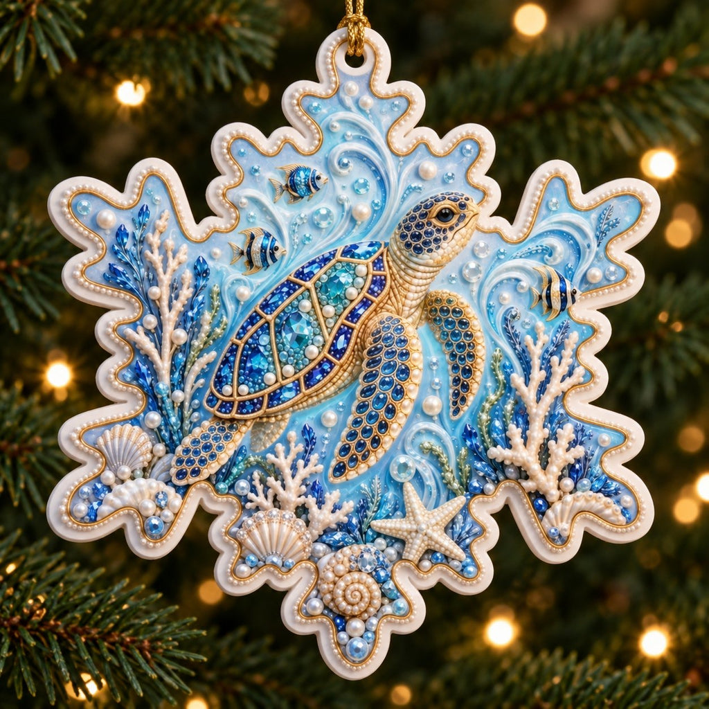 A Christmas in Blue — Ceramic Snowflake Christmas Ornament, Single or Set