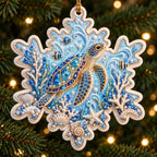 A Christmas in Blue — Ceramic Snowflake Christmas Ornament, Single or Set