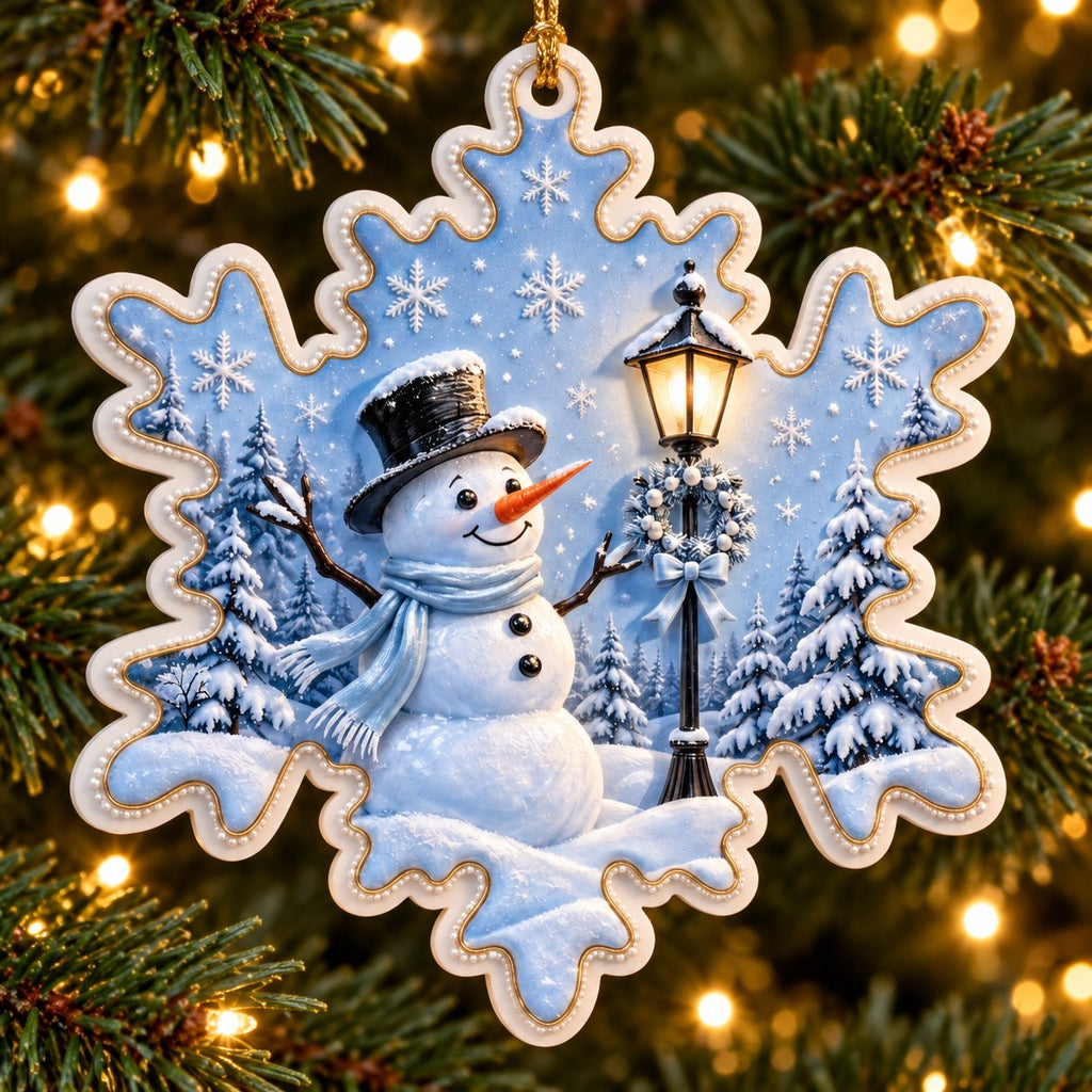 A Christmas in Blue — Ceramic Snowflake Christmas Ornament, Single or Set