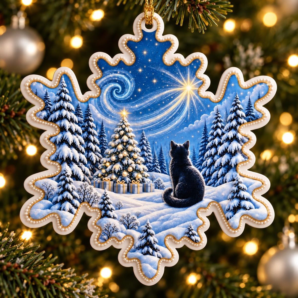 A Christmas in Blue — Ceramic Snowflake Christmas Ornament, Single or Set