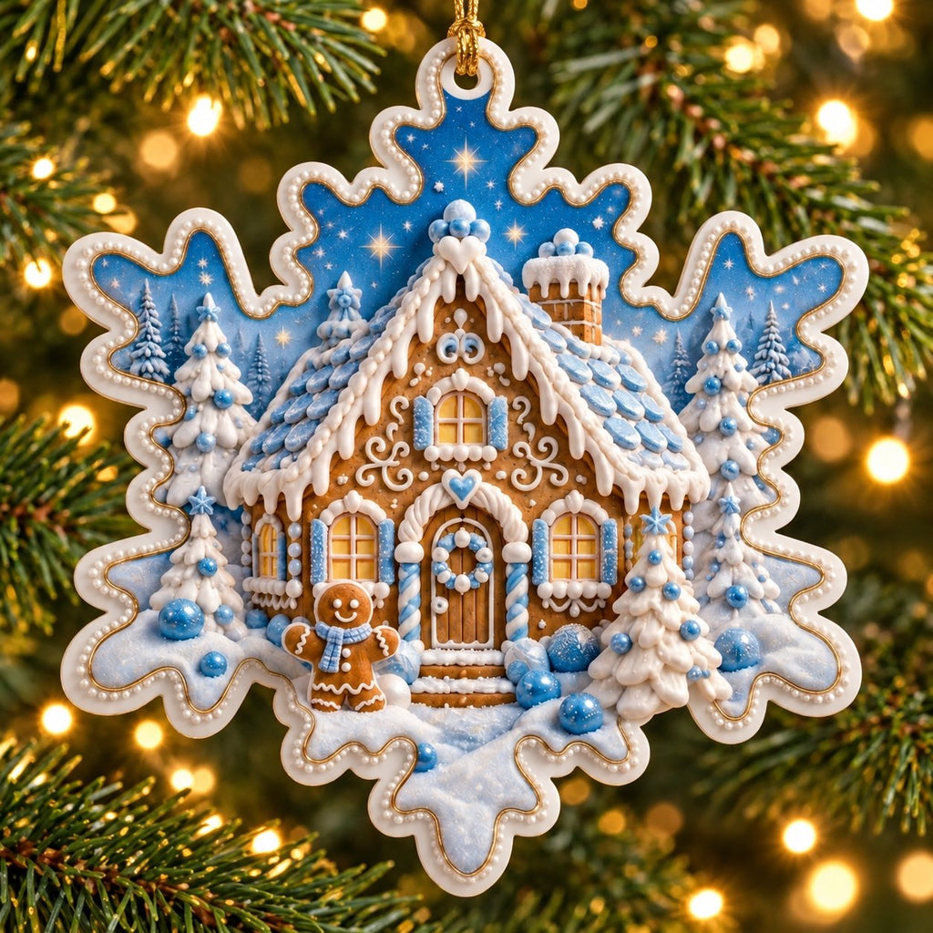 A Christmas in Blue — Ceramic Snowflake Christmas Ornament, Single or Set