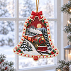 A Christmas in Red & Gold — Ceramic Bell Christmas Ornament, Dated 2026, Single or Set