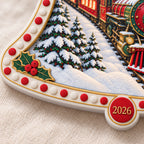 A Christmas in Red & Gold — Ceramic Bell Christmas Ornament, Dated 2026, Single or Set