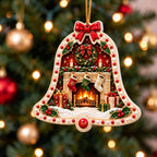 A Christmas in Red & Gold — Ceramic Bell Christmas Ornament, Dated 2026, Single or Set