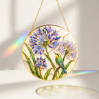 Agapanthus bird suncatcher with gold chain and suction cup