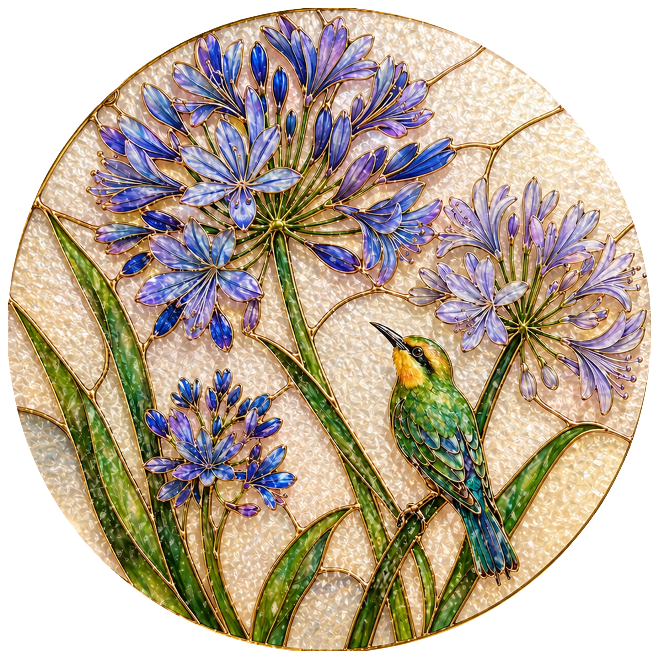 Agapanthus bird suncatcher full design