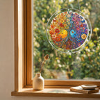 Autumn tree of life acrylic puzzle suncatcher, colorful DIY window decor