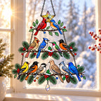 Backyard Songbird Christmas Tree Holographic Acrylic Suncatcher