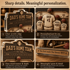 Close up details of personalized baseball dad plaque with acrylic edges and custom names