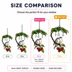 Bird Couple Under Leaf Umbrella Holographic Acrylic Suncatcher