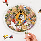 Birdhouse garden acrylic puzzle suncatcher, colorful DIY window decor