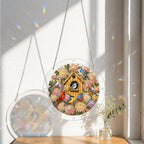 Birdhouse garden acrylic puzzle suncatcher, colorful DIY window decor
