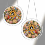 Birdhouse garden acrylic puzzle suncatcher, colorful DIY window decor