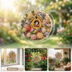 Birdhouse garden acrylic puzzle suncatcher, colorful DIY window decor