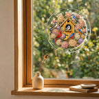 Birdhouse garden acrylic puzzle suncatcher, colorful DIY window decor