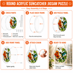 Easy assembly guide for blue wing hummingbird orange flower acrylic puzzle suncatcher