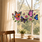 Butterfly garden and roses holographic suncatcher as a bird and garden lover gift idea