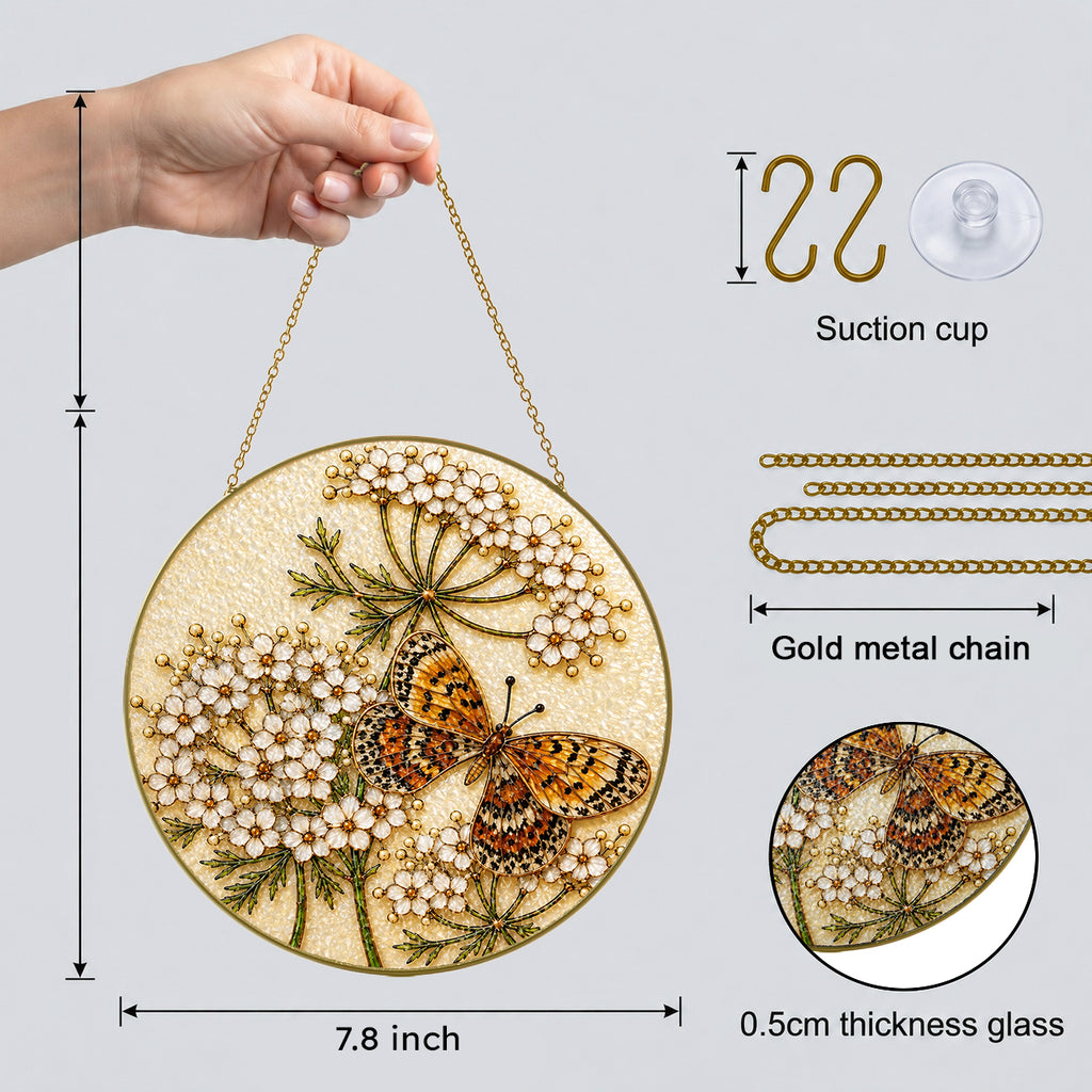 Butterfly white flowers suncatcher lifestyle view