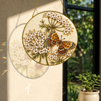 Butterfly white flowers suncatcher with colorful light reflection