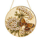 Butterfly white flowers gold frame suncatcher product view