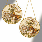 Butterfly white flowers suncatcher shown in two sizes