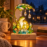 Until We Croak Frog Couple Leaf Umbrella Acrylic Night Light