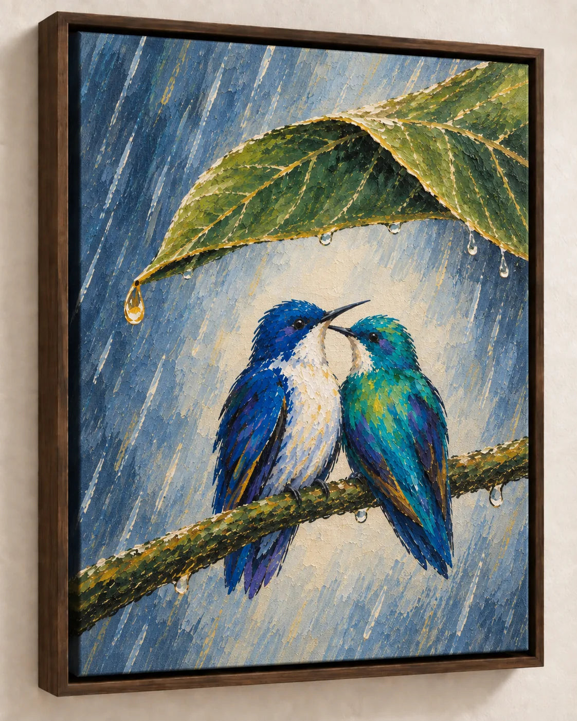 Wait Out the Rain Hummingbird Couple Canvas Wall Art