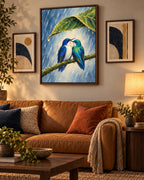 Wait Out the Rain Hummingbird Couple Canvas Wall Art