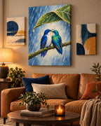 Wait Out the Rain Hummingbird Couple Canvas Wall Art